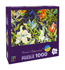 Puzzle PWF 1000, Weronika Błyzniuchenko, Lilie na niebiesko